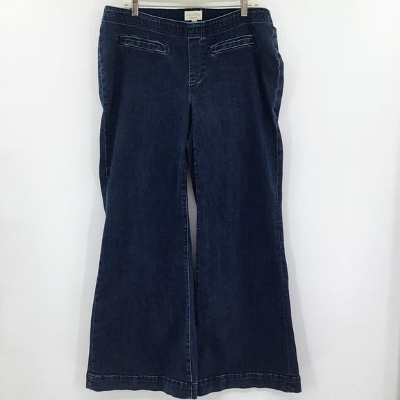 Anthropologie Pilcro womens blue Retro Low-Rise Pull-On Flare Jeans Size 14w - Picture 5 of 9
